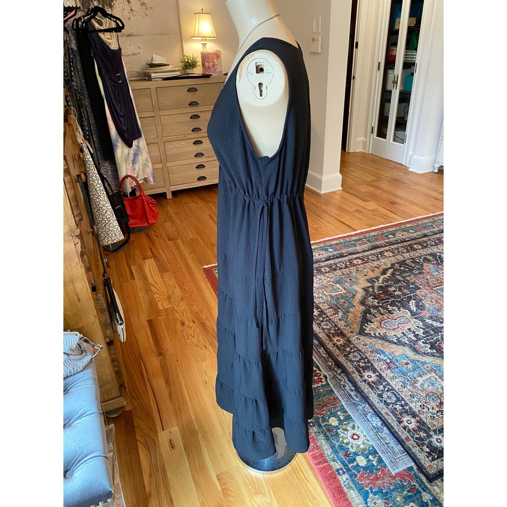 Max Studio London Black Tiered Surplice V-Neck Midi Dress Size M - Picture 9 of 14